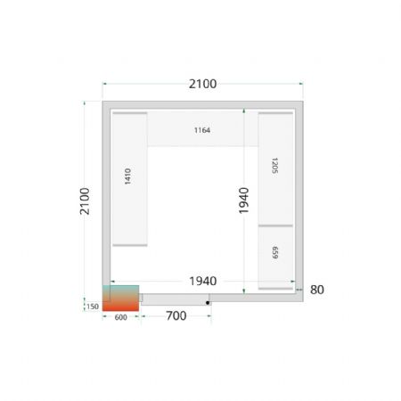 Panneaux de chambre froide 210x210x212 80 mm d epaisseur sans sol
