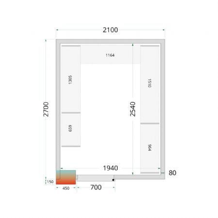 Panneaux de chambre froide 210x270x212 80 mm d epaisseur sans sol