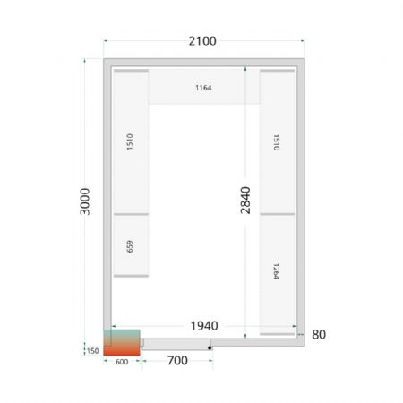 Panneaux de chambre froide 210x300x212 80 mm d epaisseur sans sol