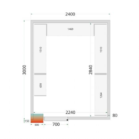 Panneaux de chambre froide 240x300x212 80 mm d epaisseur sans sol