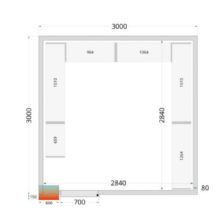 Panneaux de chambre froide 300x300x212 80 mm d epaisseur sans sol