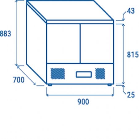 Saladette rfrigre ouverte 2 portes GN1/1 inox 232 L - 900x700x883 mm