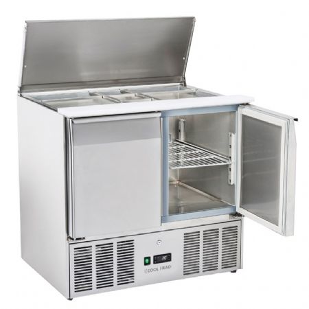 Saladette rfrigre ouverte 2 portes GN1/1 inox 232 L - 900x700x883 mm