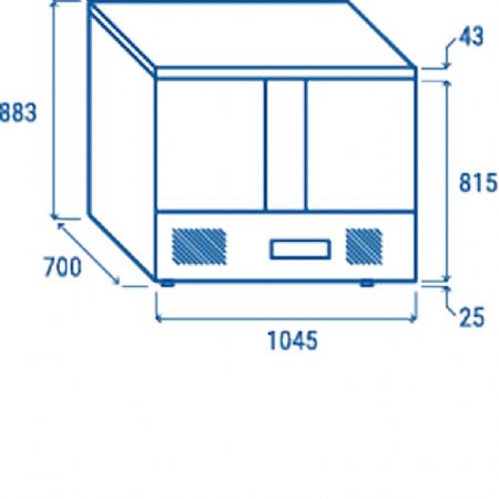 Saladette rfrigre ouverte 2 portes GN1/1 inox 270 L - 1045x700x883 mm