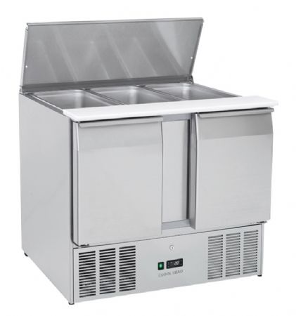 Saladette rfrigre ouverte 2 portes GN1/1 inox 270 L - 1045x700x883 mm