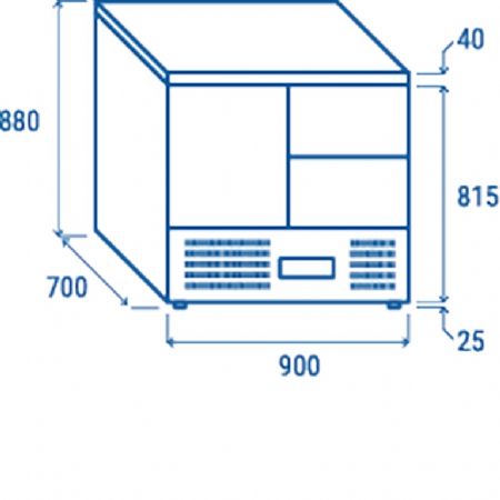 Saladette rfrigre 1 porte + 2 tiroirs GN1/1 inox 215 L - 900x700x880 mm