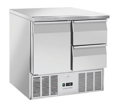 Saladette rfrigre 1 porte + 2 tiroirs GN1/1 inox 215 L - 900x700x880 mm