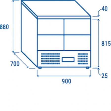 Saladette rfrigre 4 tiroirs GN1/1 inox 215 L - 900x700x880 mm