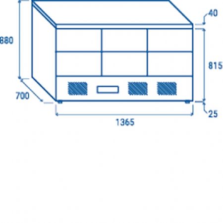 Saladette rfrigre 6 tiroirs GN1/1 inox 342 L - 1365x700x880 mm