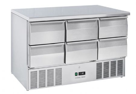 Saladette rfrigre 6 tiroirs GN1/1 inox 342 L - 1365x700x880 mm