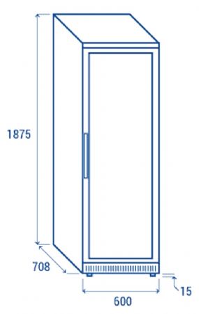 Armoire rfrigre une porte vitre 400 L positive +2 / +8 - 600x695x1879 mm