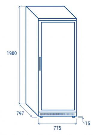 Rfrigrateur positif +2 / +8 1 porte vitre ABS blanc 600L - 775x763x1900 mm