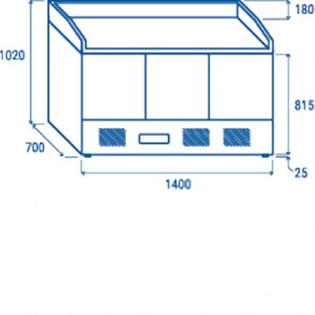 Saladette rfrigre 3 portes inox GN1/1 dessus pour pizza 330 L - 1400x700x1022 mm