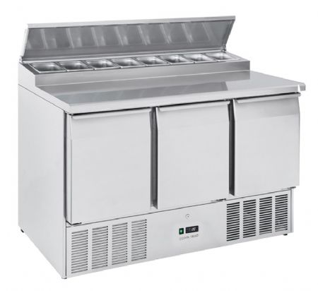 Saladette rfrigre 3 portes GN1/1 inox + 8 contenants GN1/6 390 L - 1365x700x1005 mm