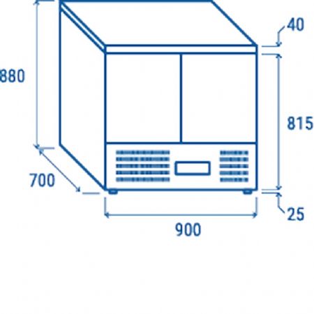 Saladette rfrigre 2 portes GN1/1 inox 215 L - 900x700x880 mm