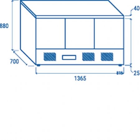 Saladette rfrigre 3 portes GN1/1 inox 350 L - 1365x700x880 mm