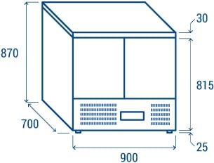 Meuble a pizza avec plan de travail en granit  2x GN1/1 900x700x870 mm  r600a R600A