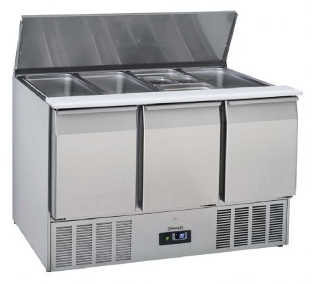 Saladette de prparation inox avec 3 portes - 1365x700x883 mm