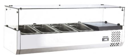 Saladette  poser vitre avec 4 bacs GN 1/3 - 1200x395x426 mm