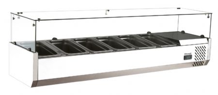 Saladette  poser vitre avec 6 bacs GN 1/3 - 1500x395x426 mm