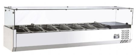 Saladette  poser vitre avec 7 bacs GN 1/4 - 1500x335x426 mm