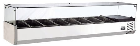 Saladette  poser vitre avec 8 bacs GN 1/4 - 1800x335x426 mm