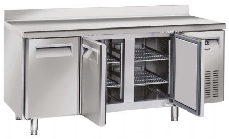 Table rfrigre inox avec dosseret et 3 portes - 1800x700x950 mm