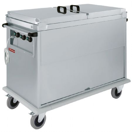 Chariot bain marie 3x GN 1/1 3 T couvercles armoire porte basculante