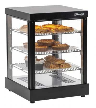 Vitrine chauffante avec 3 tagres rglables en inox 59 litres - 400x400x535 mm