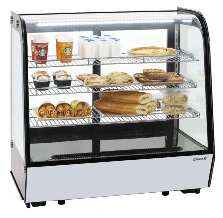 Vitrine rfrigre en inox avec 2 portes coulissantes  l'arrire 185 litres R290 - 874x574x887 mm