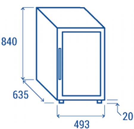 Cave  vins noire indpendante double temprature 1 porte vitre 140L - 493x635x840 mm