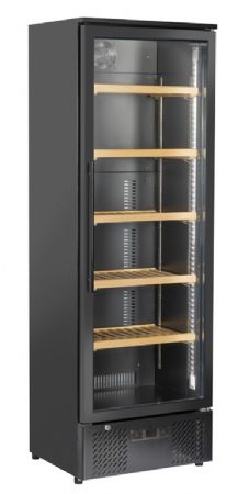 Cave  vins noire 1 porte vitre clayettes coulissantes 293L - 600x588x1800 mm