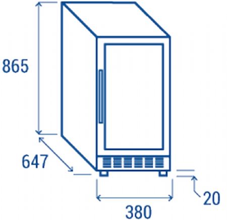 Cave  vins noire encastrable 1 porte vitre 100L - 380x647x865 mm