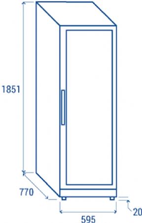 Cave  vins noire double temprature 1 porte vitre 520L - +5C  +12C/+12C  +20C