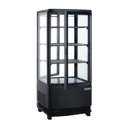 Armoire rfrigre noire avec 4 faces en verre - 86 litres