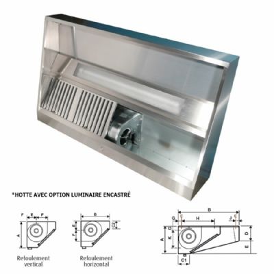 Hotte dynamique - Hauteur 400 mm Rfoulement - Horizontal, Longueur (mm) - 1000 , Avance (mm) - 1188