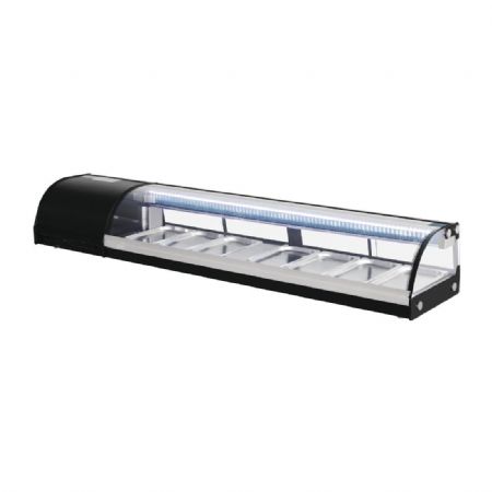 Vitrine  sushis avec 7 bacs GN 1/3 80 litres - 1800x390x290 mm