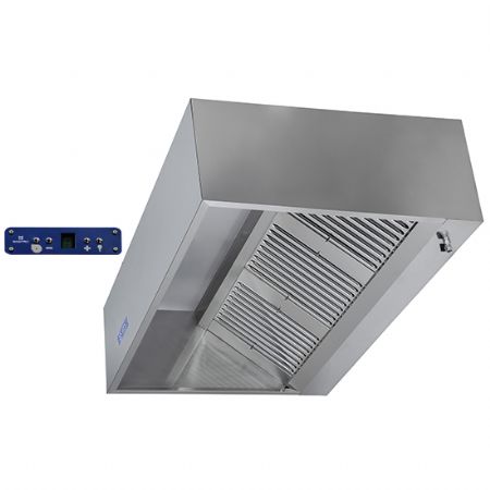 Hotte professionnelle murale cubique avec moteur clairage et regulateur de vitesse 1600x1100 mm