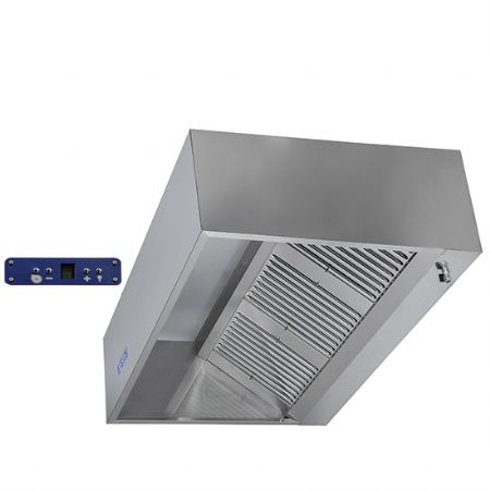 Hotte professionnelle murale cubique avec moteur clairage et regulateur de vitesse 2000x1400 mm