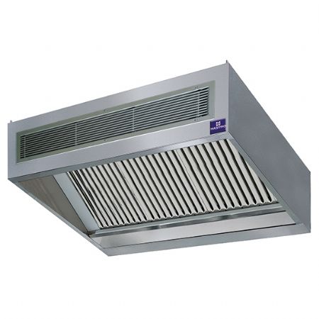 Hotte professionnelle murale cubique induction avec clairage intgr 2000x1300 mm