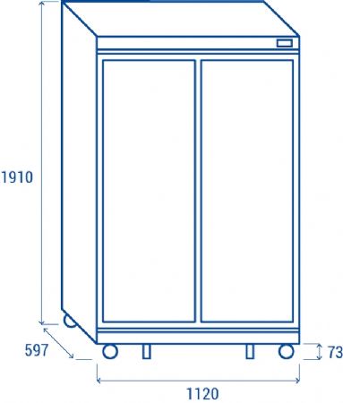 Rfrigrateur positif +1C  +10C  blanc pour boissons 2 portes vitres 1050L - 1120x595x1975 mm