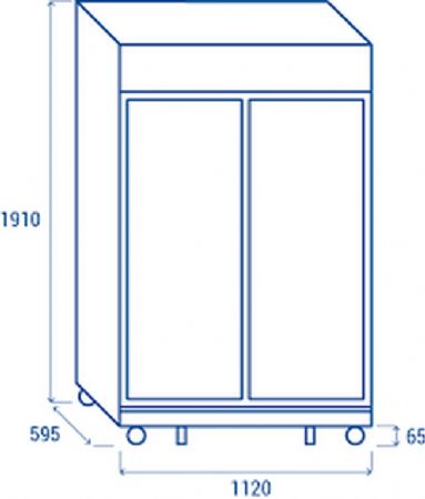 Rfrigrateur positif +1C  +10C  blanc pour boissons 2 portes vitres + panneau publicitaire 1050L - 1120x595x1975 mm