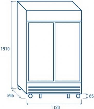 Armoire  boissons noir rfrigre 2 portes avec canopy - 1120x595x1975 mm