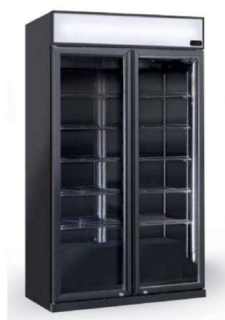 Armoire  boissons noir rfrigre 2 portes avec canopy - 1120x595x1975 mm