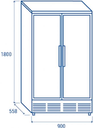 Armoire rfrigre noire pour boissons 2 portes vitres intrieur acier miroir 458L - 900x515x1820 mm