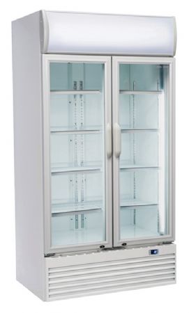 Rfrigrateur positif +1C  +10C  blanc pour boissons 2 portes vitres + panneau publicitaire 800L - 1000x730x2035 mm