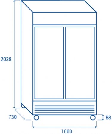 Rfrigrateur positif +1C  +10C  blanc pour boissons 2 portes vitres coulissantes + panneau publicitaire 800L - 1000x730x2038 mm