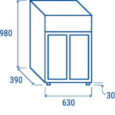 Rfrigrateur de comptoir pour boissons blanc 2 portes vitres panneau publicitaire 85L - 630x390x980 mm