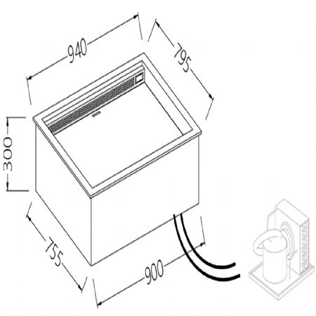 Option: Bacs encastrables intgres chaud-froid ventiles_euronorm 900x755xH300 mm