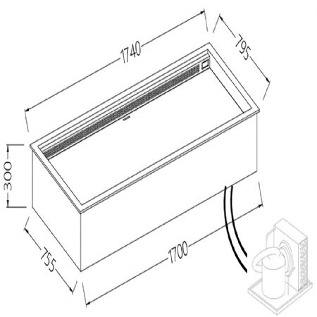 Option: Bacs encastrables intgres chaud-froid ventiles_euronorm 1700x755xH300 mm